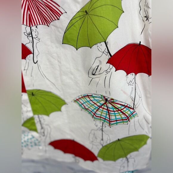 ITW Claude Brown Umbrella Graphic Multicolor Fun Teacher Preppy A-Line Skirt 6 - Picture 6 of 10